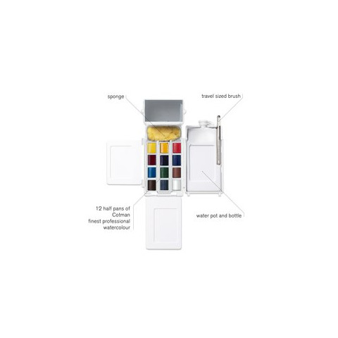 Acquerelli Winsor&Newton Cotman Field Box - conf. 12 mezzi godet in colori assortiti - 0390639